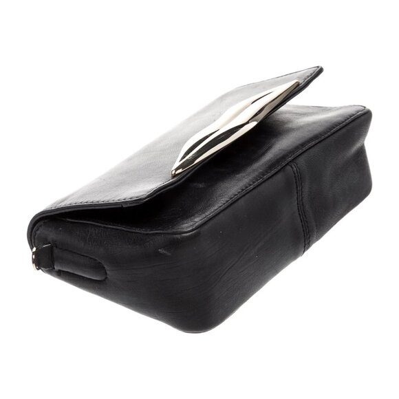 Diane von Furstenberg Black Leather Lips Crossbody Bag with Chain-Link Strap - Picture 3 of 6